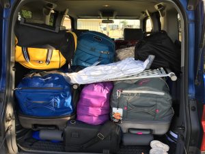 Honda Element filled with luggage