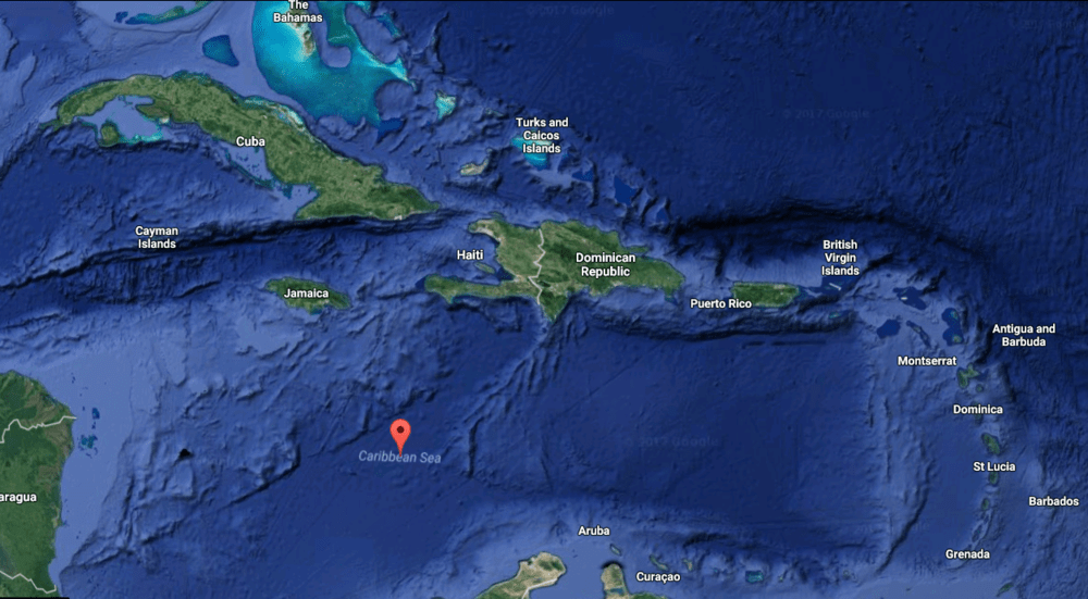 Satellite photo of the Caribbean Sea