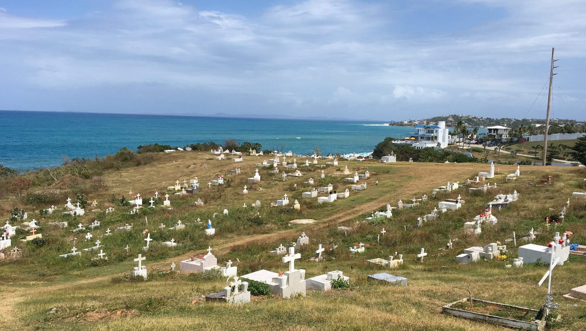 Cemetery hills overlooking the water