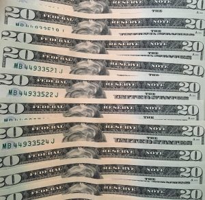 Stack of $20 bills
